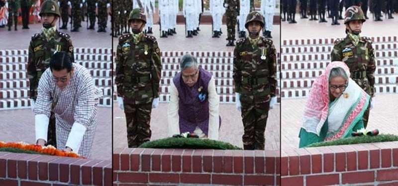 President, Prime Minister, King of Bhutan pay tribute to the martyrs of the Liberation War